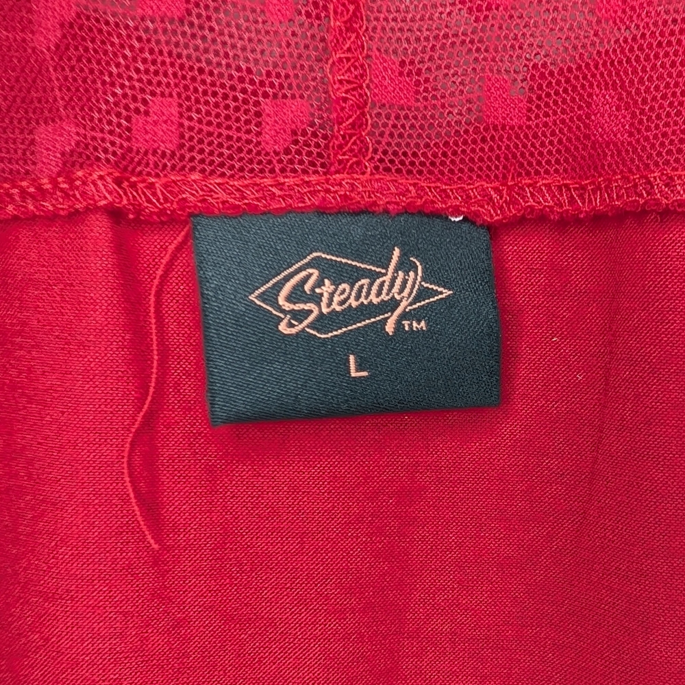 Steady Retro Red Hearts Only Mesh Knit Top - Large - Picture 3 of 7